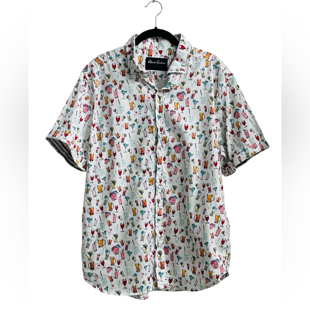 Robert Graham Shirt Cocktail Mixer Tropical Drinks Short Sleeve Size XL